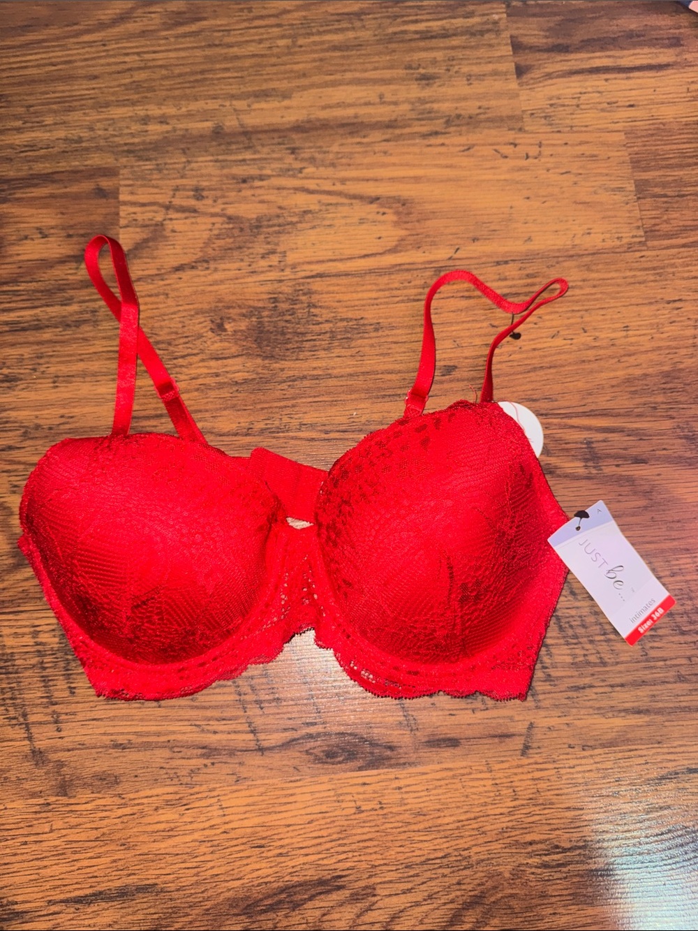 just be Red Lace Padded Underwire Bra